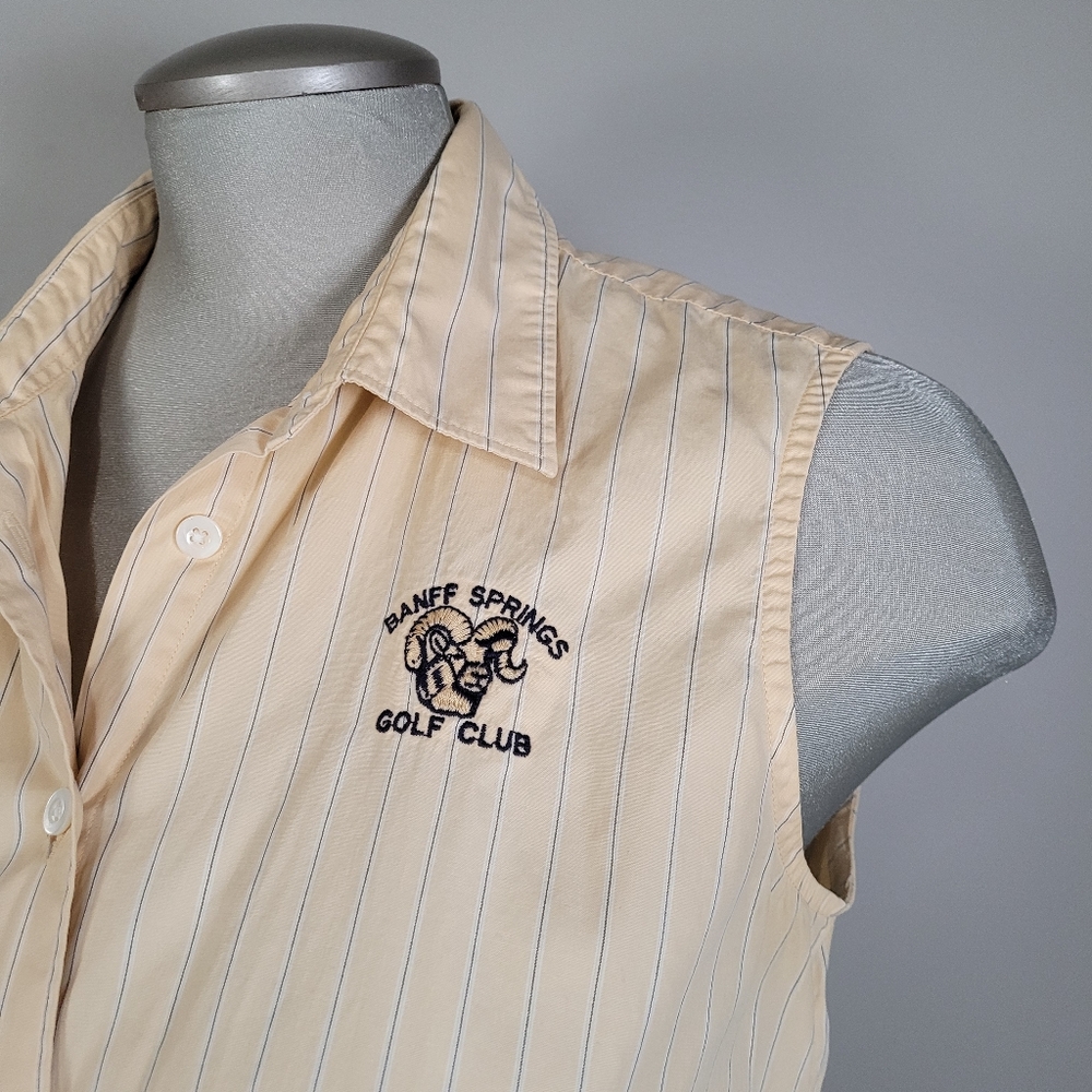 Yellow stripe cotton golf shirt